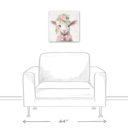 Floral Lamb Canvas Wall Art